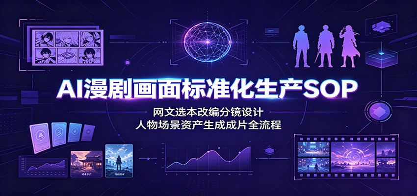 AI漫剧画面标准化生产SOP：网文选本改编分镜设计，人物场景资产生成成片全流程-百川聊项目