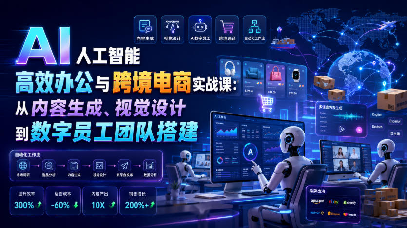 AI人工智能高效办公与跨境电商实战课：从内容生成、视觉设计到数字员工团队搭建-百川聊项目