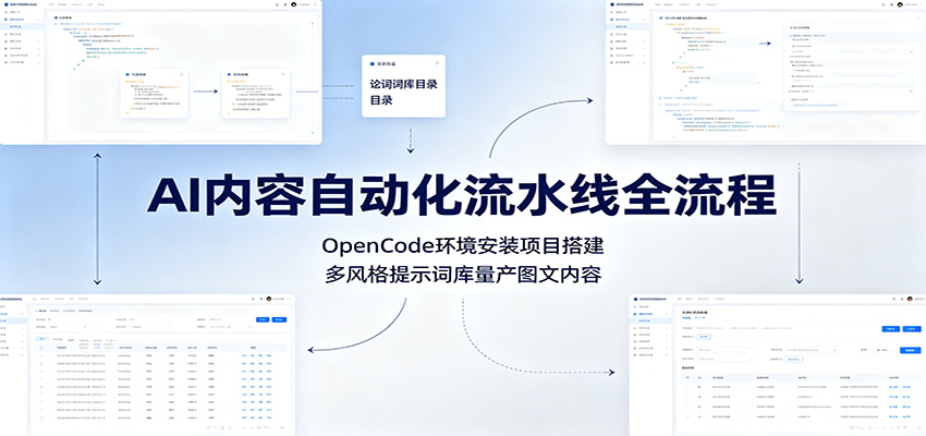 AI内容自动化流水线全流程：OpenCode环境安装项目搭建，多风格提示词库量产图文内容-百川聊项目