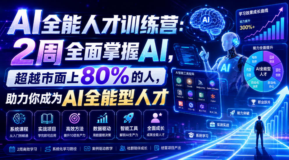 AI全能人才训练营：2周全面掌握AI，超越市面上80%的人，助力你成为AI全能型人才-百川聊项目