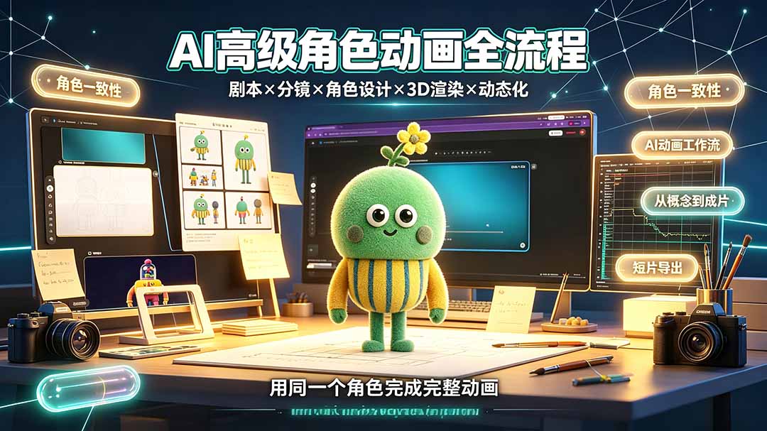 AI高级角色动画全流程：剧本×分镜×角色设计×3D渲染×动态化，从概念到成片一站式教学-百川聊项目