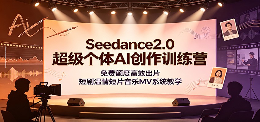 Seedance2.0超级个体AI创作训练营：免费额度高效出片，短剧温情短片音乐MV系统教学-百川聊项目