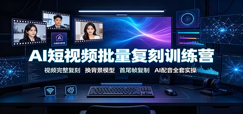 AI短视频批量复刻训练营：视频完整复刻，换背景模型、首尾帧复制、AI配音全套实操-百川聊项目
