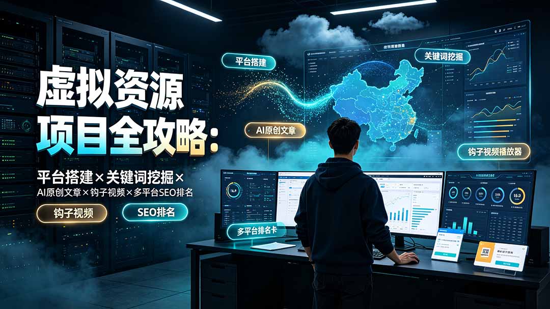 虚拟资源项目全攻略：平台搭建×关键词挖掘×AI原创文章×钩子视频×多平台SEO排名-百川聊项目