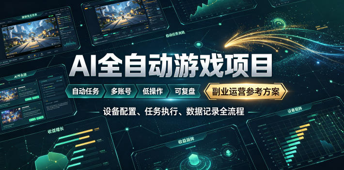AI全自动游戏躺賺副业：日入几百，稳定运行三年的项目！【揭秘】-百川聊项目
