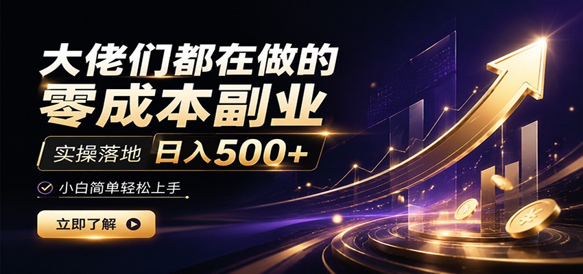 大佬们都在做的零成本副业，实操落地日入500+，小白一秒上手-百川聊项目