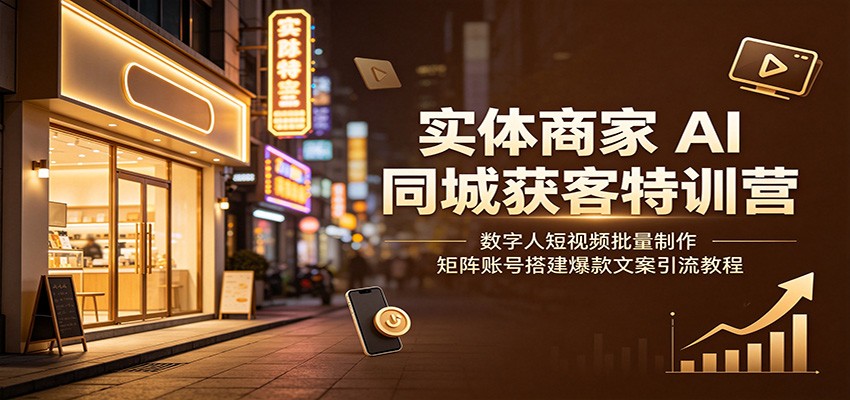实体商家AI同城获客特训营：数字人短视频批量制作，矩阵账号搭建爆款文案引流教程-百川聊项目
