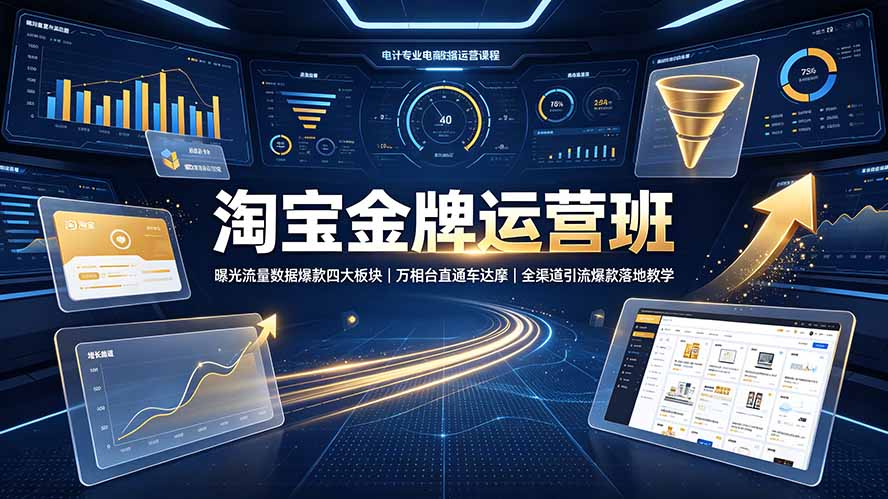淘宝金牌运营班-7月:曝光流量数据爆款四大板块|万相台直通车达摩|全渠道引流爆款落地教学-百川聊项目