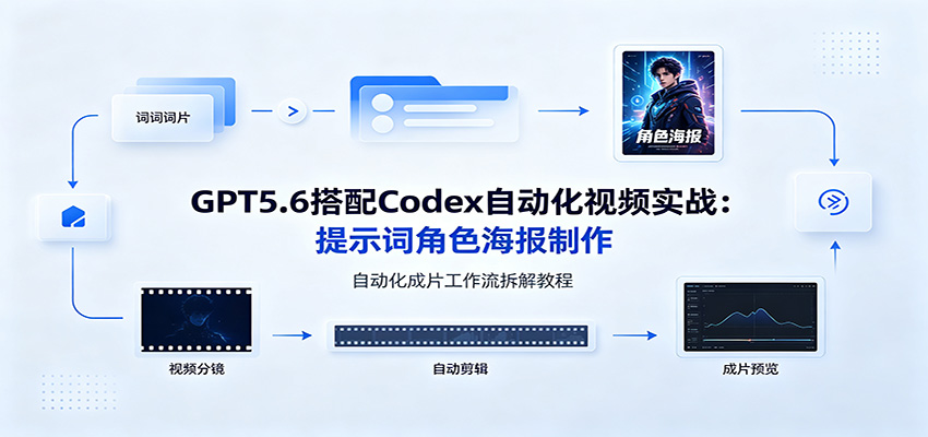 GPT5.6搭配Codex自动化视频实战：提示词角色海报制作，自动化成片工作流拆解教程-百川聊项目