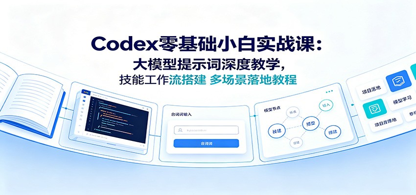 Codex零基础小白实战课：大模型提示词深度教学，技能工作流搭建多场景落地教程-百川聊项目