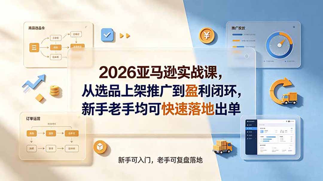 2026亚马逊实战课,从选品上架推广到盈利闭环,新手老手均可快速落地出单-百川聊项目