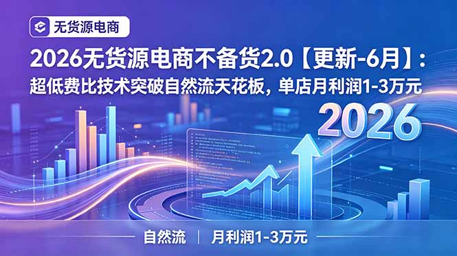 2026无货源电商不备货2.0【更新-7月】：超低费比技术突破自然流天花板，单店月利润1-3万元-百川聊项目