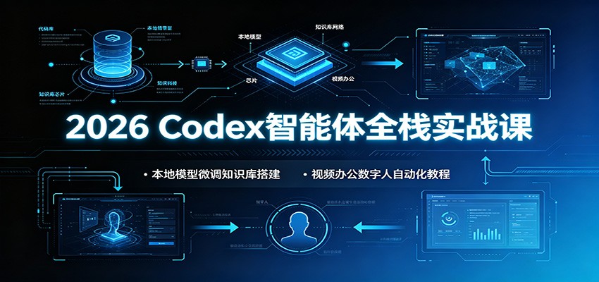 2026 Codex智能体全栈实战课：本地模型微调知识库搭建，视频办公数字人自动化教程-百川聊项目