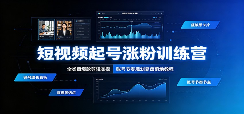 短视频起号涨粉训练营：全类目爆款剪辑实操，账号节奏规划复盘落地教程-百川聊项目