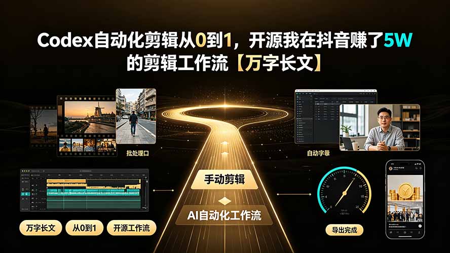 Codex自动化剪辑从0到1，开源我在抖音赚了5W 的剪辑工作流【万字长文】-百川聊项目