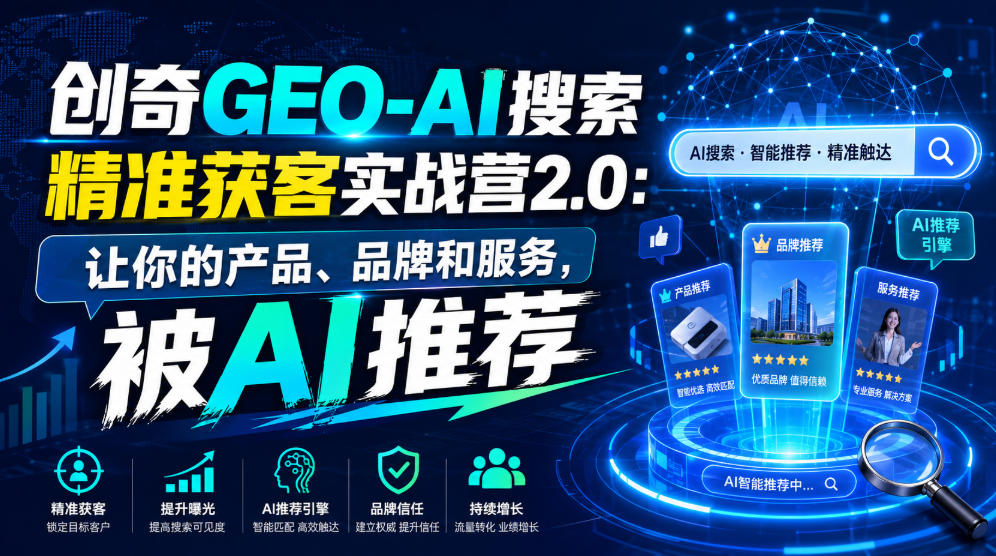 创奇GEO-AI搜索精准获客实战营2.0：让你的产品、品牌和服务，被AI推荐-百川聊项目