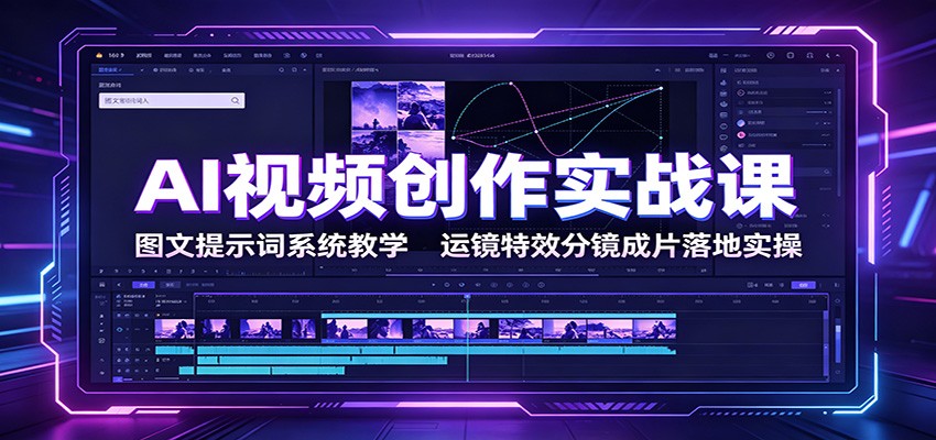 AI视频创作实战课：图文提示词系统教学，运镜特效分镜成片落地实操-百川聊项目