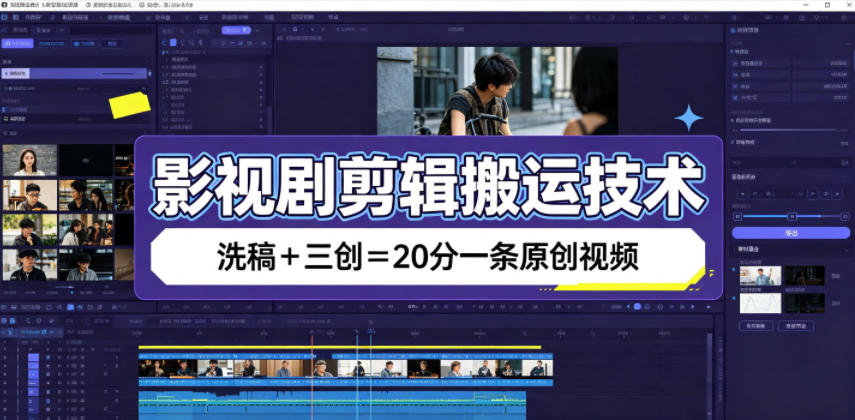 影视剧剪辑搬运技术，洗稿+三创=20分一条原创视频-百川聊项目