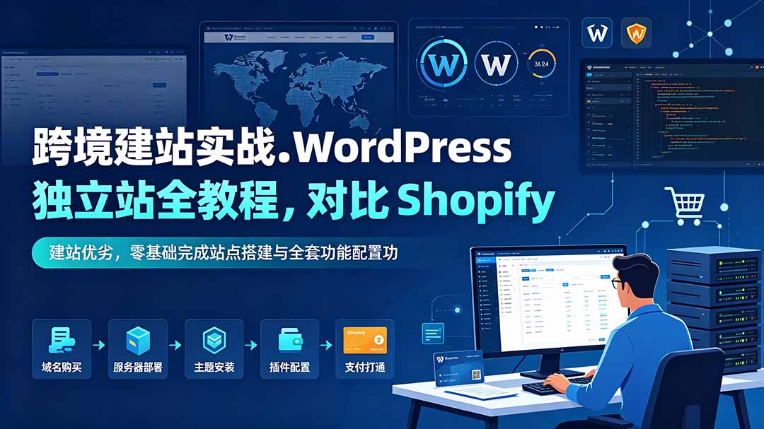 跨境建站实战：WordPress 独立站全教程，对比 Shopify 建站优劣，零基础完成站点搭建与全套功能配置-百川聊项目