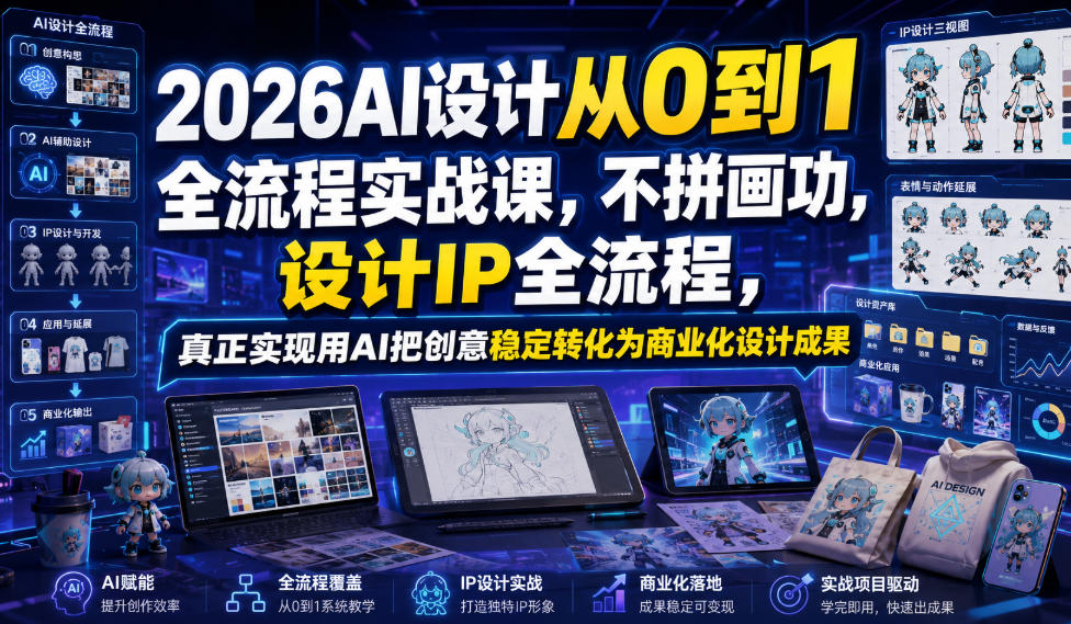 2026AI设计从0到1全流程实战课，不拼画功，设计IP全流程，真正实现用AI把创意稳定转化为商业化设计成果-百川聊项目