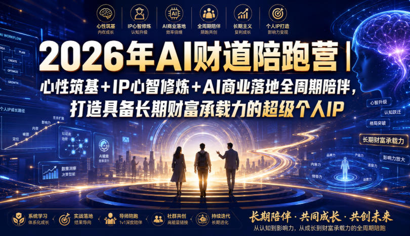 2026年AI财道陪跑营｜心性筑基+IP心智修炼+AI商业落地全周期陪伴，打造具备长期财富承载力的超级个人IP-百川聊项目