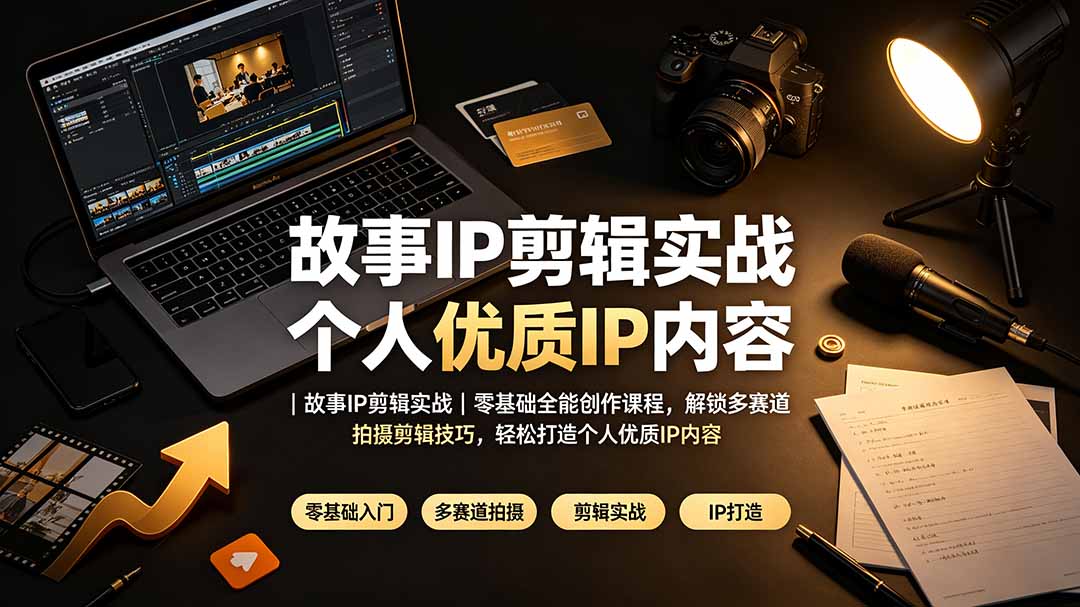故事IP剪辑实战｜零基础全能创作课程，解锁多赛道拍摄剪辑技巧，轻松打造个人优质IP内容-百川聊项目