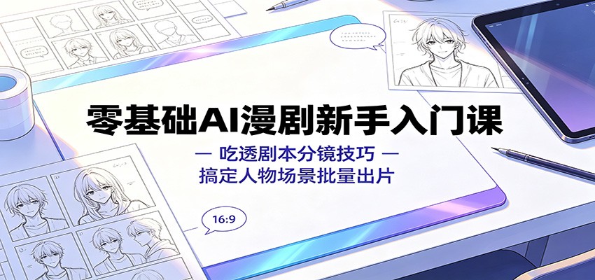 零基础AI漫剧新手入门课：吃透剧本分镜技巧，搞定人物场景批量出片-百川聊项目