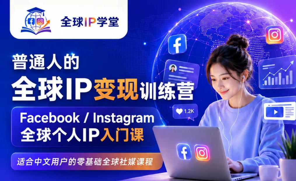 普通人的全球IP变现训练营，Facebook/Instagram全球个人IP入门课，零基础全球社媒课程-百川聊项目