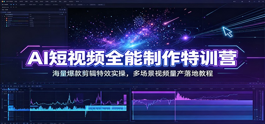 AI短视频全能制作特训营：海量爆款剪辑特效实操，多场景视频量产落地教程-百川聊项目