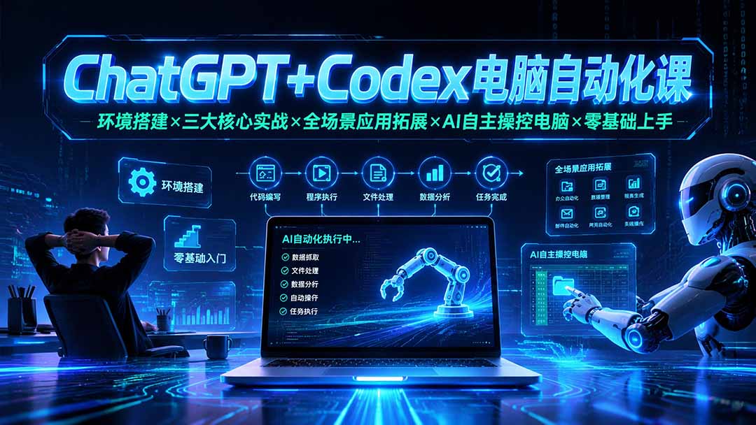 ChatGPT+Codex电脑自动化课：环境搭建×三大核心实战×全场景应用拓展×AI自主操控电脑×零基础上手-百川聊项目