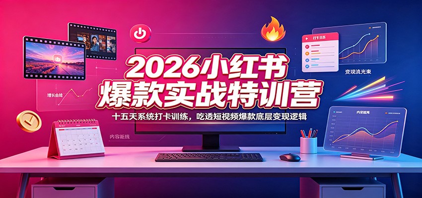 2026小红书爆款实战特训营：十五天系统打卡训练，吃透短视频爆款底层变现逻辑-百川聊项目