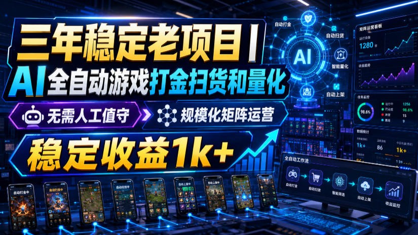 稳定三年的海外游戏全自动搬砖玩法，日入千元，无脑操作！-百川聊项目