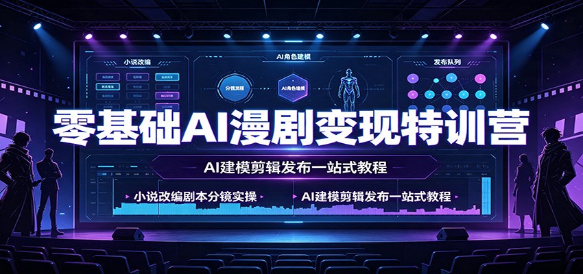 零基础AI漫剧变现特训营：小说改编剧本分镜实操，AI建模剪辑发布一站式教程-百川聊项目