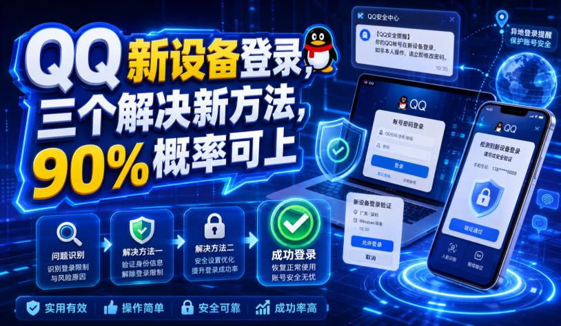 QQ新设备登录，三个解决新方法，90%概率可上-百川聊项目
