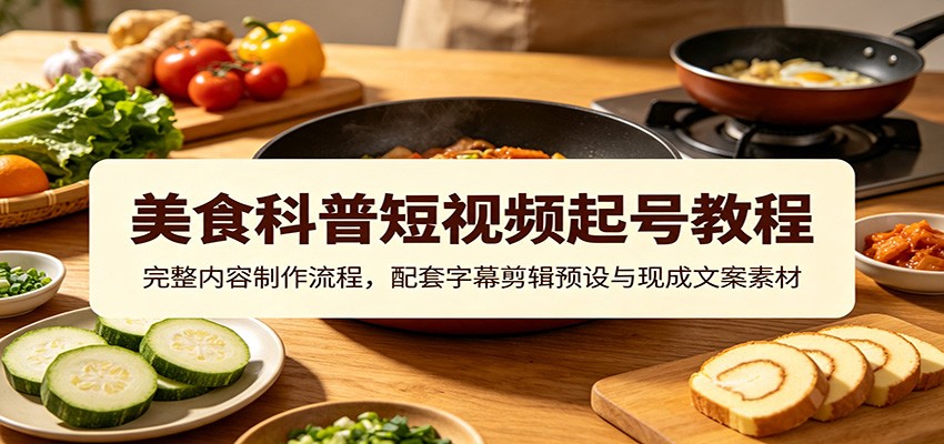 美食科普短视频起号教程：完整内容制作流程，配套字幕剪辑预设与现成文案素材-百川聊项目