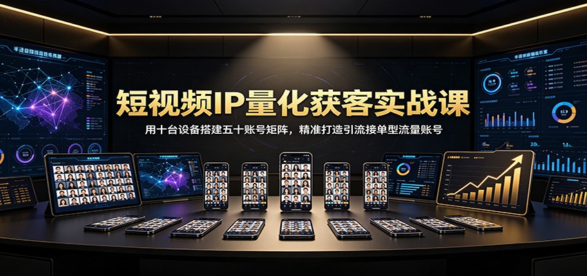 短视频IP量化获客实战课：用十台设备搭建五十账号矩阵，精准打造引流接单型流量账号-百川聊项目