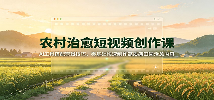 农村治愈短视频创作课：AI工具搭配剪辑技巧，零基础快速制作高质感田园治愈内容-百川聊项目