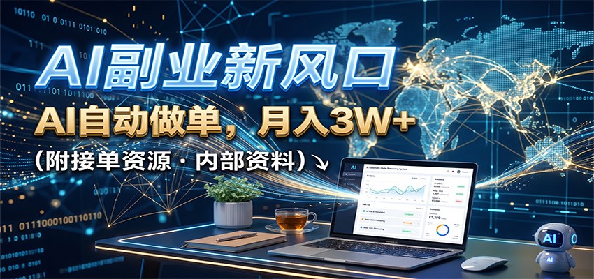 AI副业新风口，AI自动做单，月入3W+，附接单资源-百川聊项目