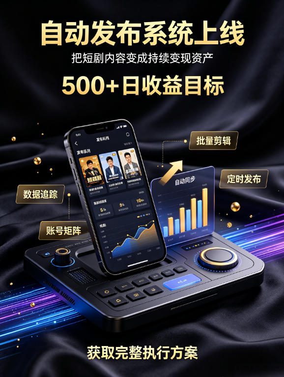 还在找靠谱线上副业？快手短剧项目，全程自动发布内容，不用熬夜做视频，轻松日入500+【揭秘】-百川聊项目