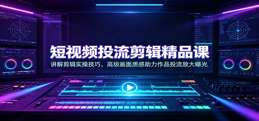 短视频投流剪辑精品课：讲解剪辑实操技巧，高级画面质感助力作品投流放大曝光-百川聊项目