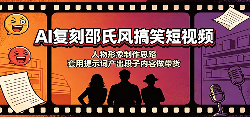 AI复刻邵氏风搞笑短视频：人物形象制作思路，套用提示词产出段子内容做带货-百川聊项目