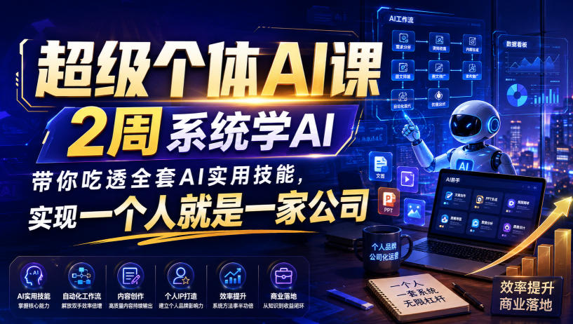 超级个体AI课，2周系统学AI，带你吃透全套AI实用技能，实现一个人就是一家公司-百川聊项目