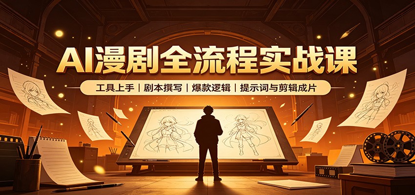 AI漫剧全流程实战课：工具上手、剧本撰写、爆款逻辑、提示词与剪辑成片-百川聊项目