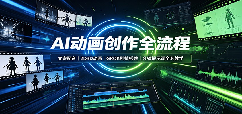 AI动画创作全流程：文案配音，2D3D动画，GROK剧情搭建，分镜提示词全套教学-百川聊项目