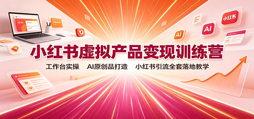 小红书虚拟产品变现训练营：工作台实操，AI原创品打造，小红书引流全套落地教学-百川聊项目