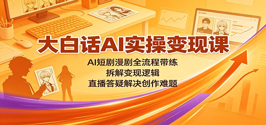 大白话AI实操变现课：AI短剧漫剧全流程带练，拆解变现逻辑，直播答疑解决创作难题-百川聊项目