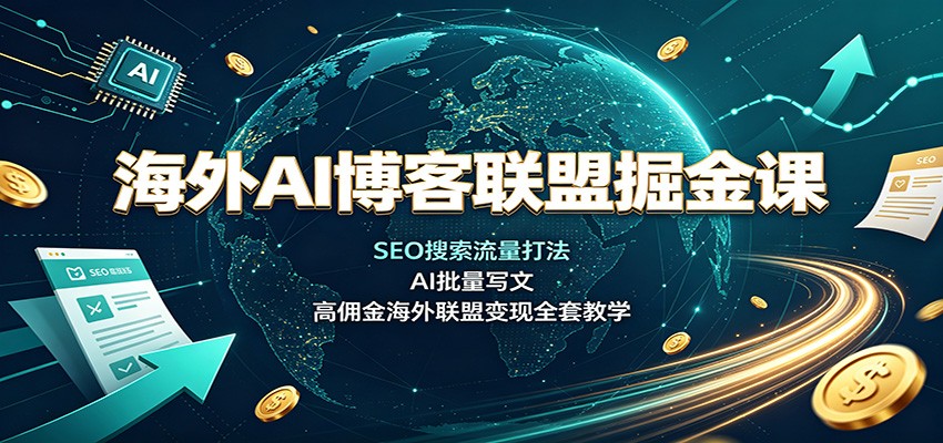 海外AI博客联盟掘金课：SEO搜索流量打法，AI批量写文，高佣金海外联盟变现全套教学-百川聊项目