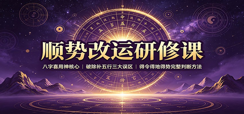 顺势改运研修课：八字喜用神核心，破除补五行三大误区，得令得地得势完整判断方法-百川聊项目