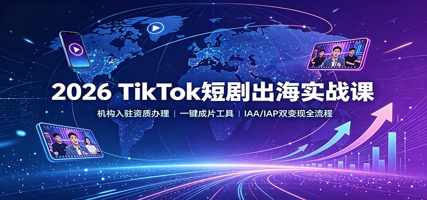 2026 TikTok短剧出海实战课：机构入驻资质办理，一键成片工具，IAA/IAP双变现全流程-百川聊项目