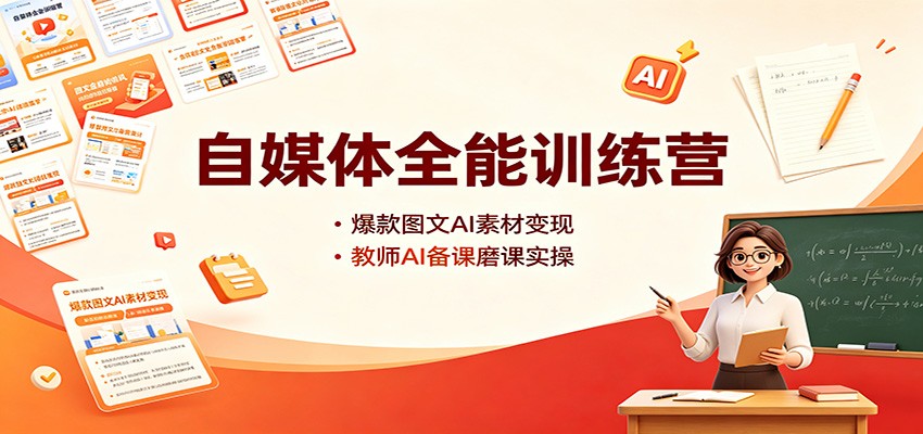 自媒体全能训练营：爆款图文AI素材变现，教师AI备课磨课实操-百川聊项目